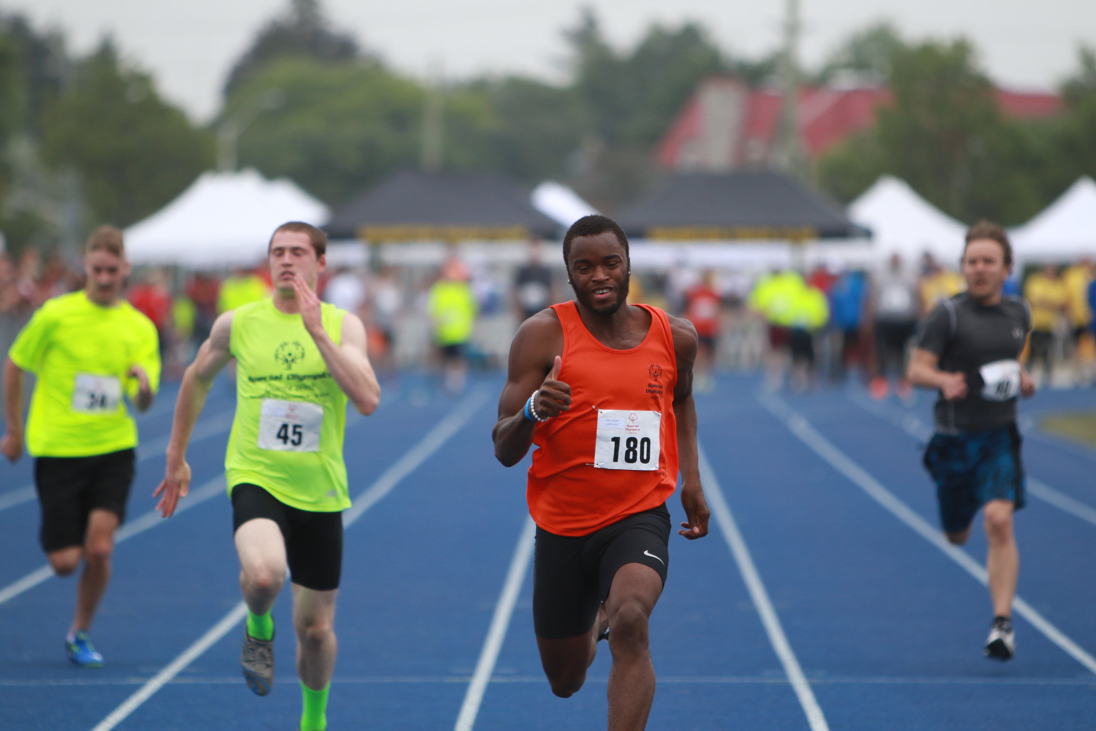 Track athletes running.